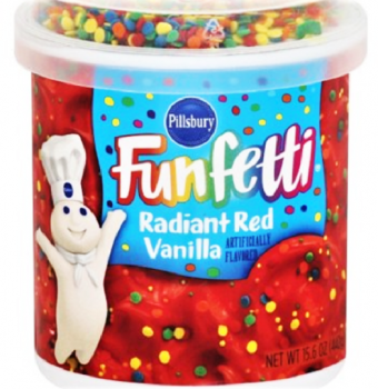 PILLSBURY Funfetti 'Radiant Red Vanilla' Frosting Creme für Kuchen 442 gr
